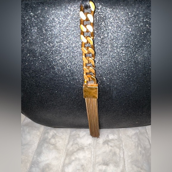 Lulu's Black and Gold Crossbody Bag with Chain Detail - Picture 3 of 8